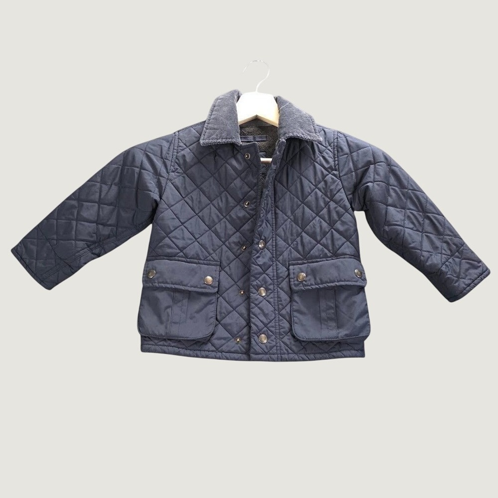 babyGap Quilted Barn Jacket Toddler 3 Years Navy Blue Excellent Corduroy Fleece